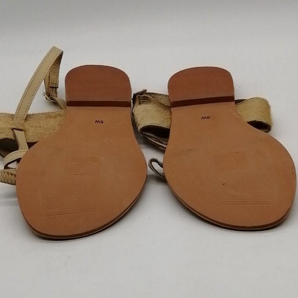 Lane Bryant Womens Luisa Slingback Sandal‎ Tan Leather Buckle Flat Heel 9W - Picture 4 of 10